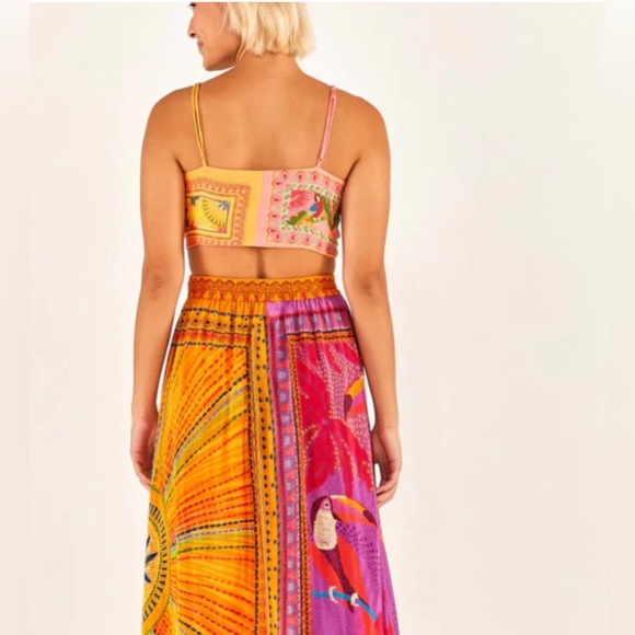 NEW FARM RIO Mixed Scarves Midi Skirt In Multicolor Size Medium - Picture 4 of 16